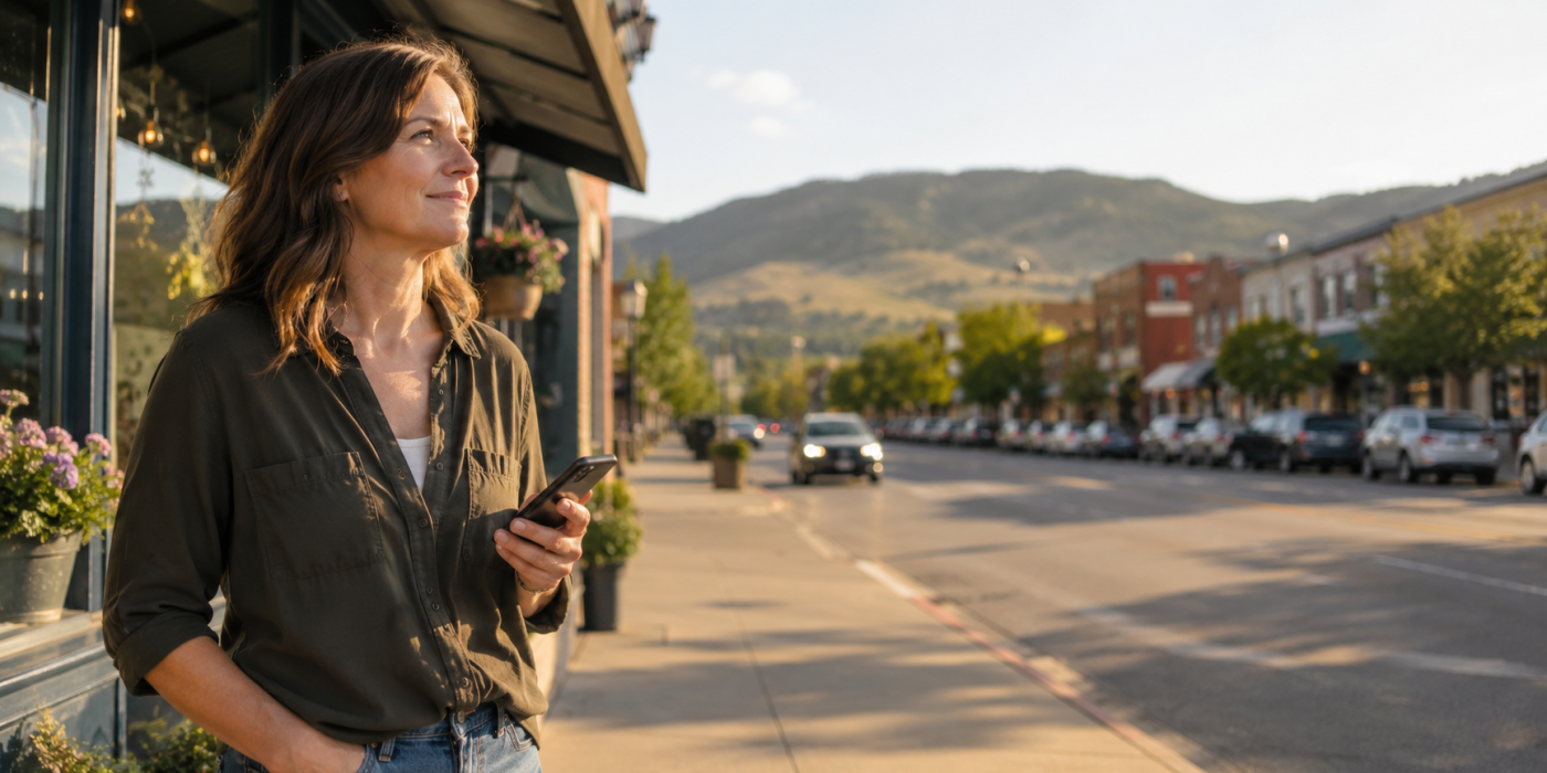 Vernon BC small business owner on a main street using local SEO to get found