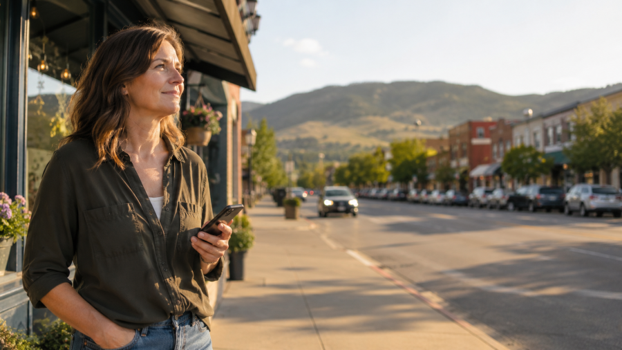 Vernon BC small business owner on a main street using local SEO to get found