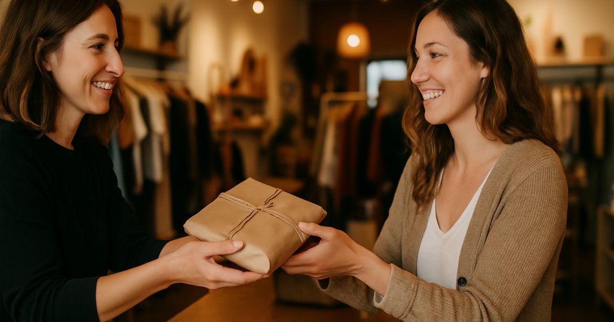 Vernon boutique owner completing a sale for a customer who found the shop on social media