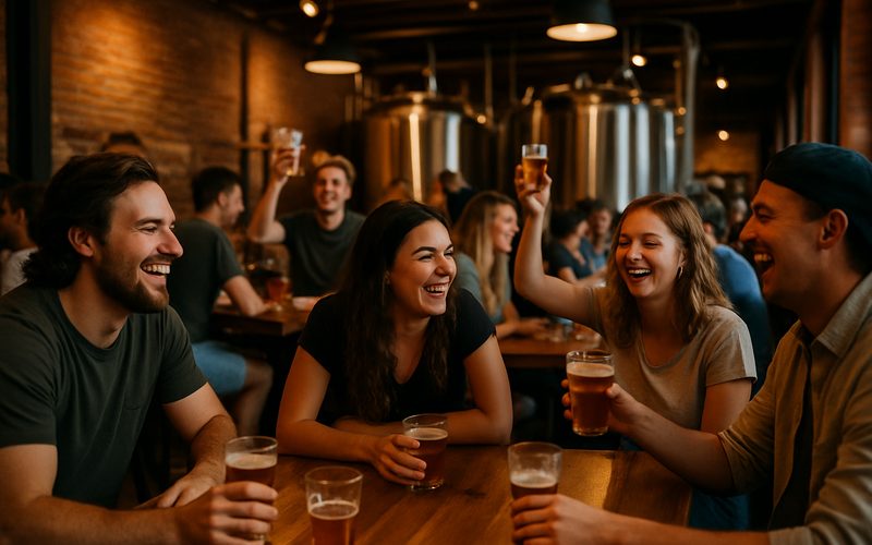 Lively Vernon brewery taproom full of a younger crowd, the kind of audience TikTok reaches