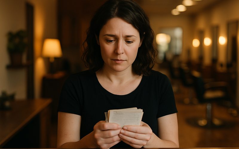 Vernon salon owner holding client appointment cards, the customer data to keep out of public AI tools